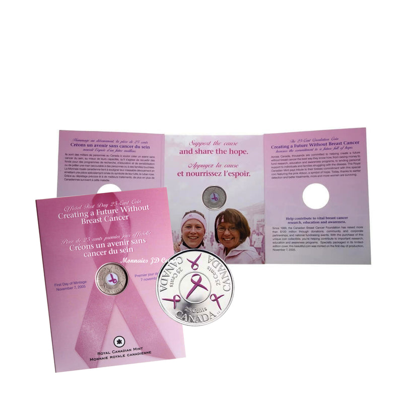 2006 Canada 25 Cent Breast Cancer Pink Ribbon First Day Strike