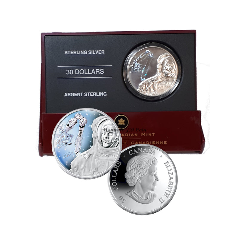 2006 Canada $30 Sterling Silver Celebrating 5Th Ann. Of Canada's First Spacewalk