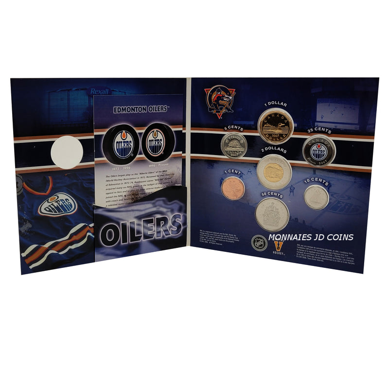 2007 Canada Edmonton Oilers NHL Coin Set With Colourized 25 Cent