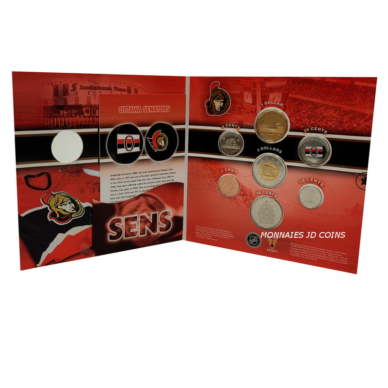 2007 Canada Ottawa Senators NHL Coin Set With Colourized 25 Cents