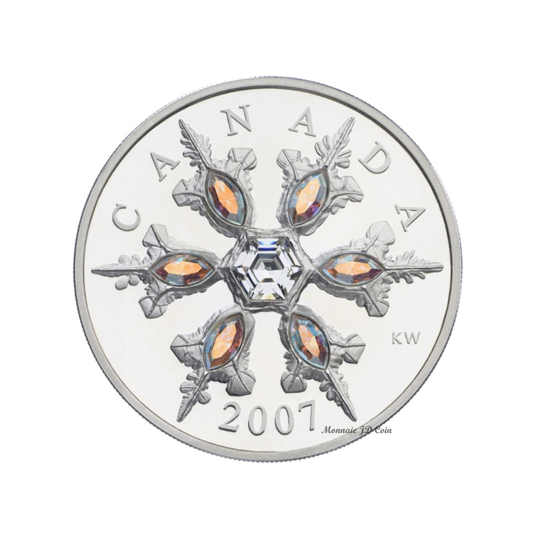 2007 Canada $20 Iridescent Crystal Snowflake Sterling Silver Coin