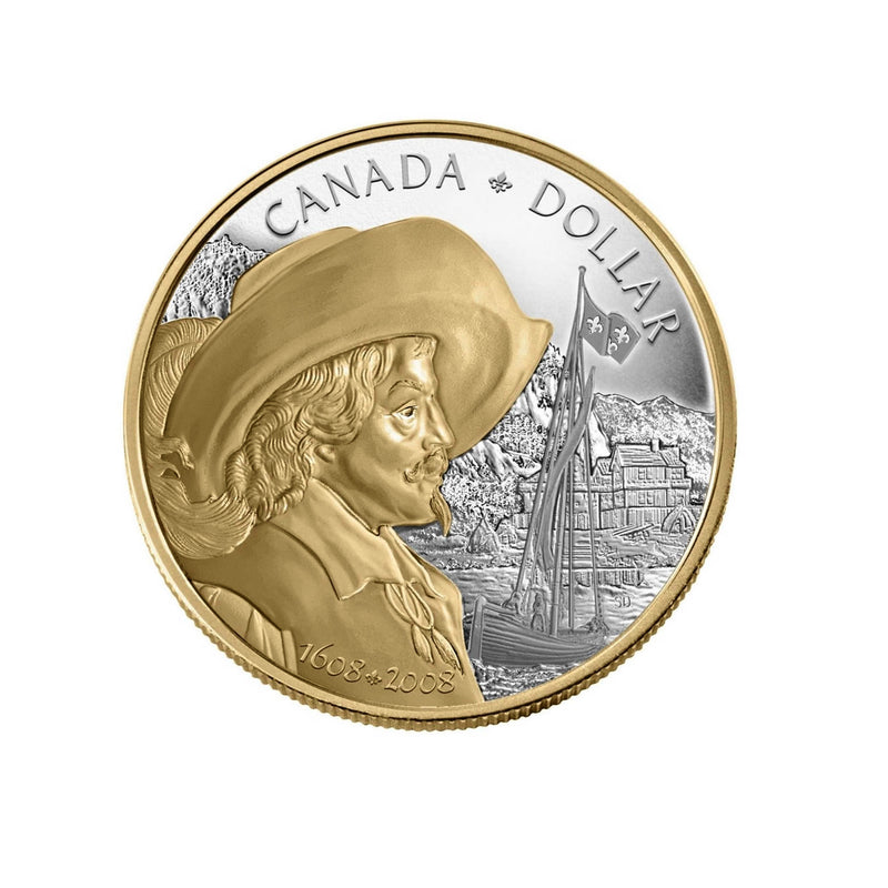 2008 Canada Proof Double Set The 400th Anniversary of Quebec Gold Plated Dollar