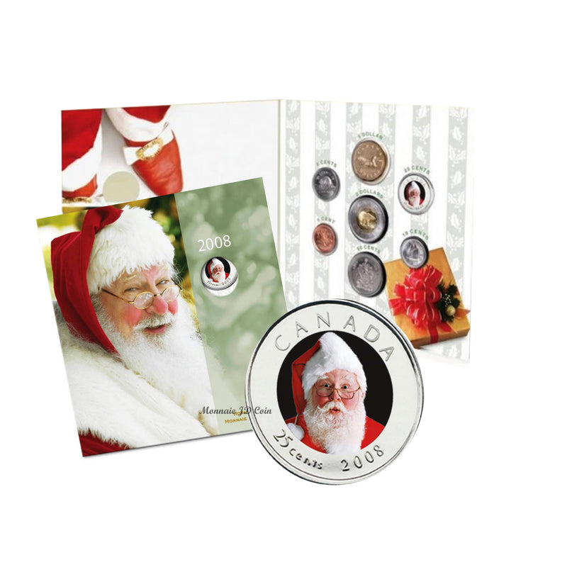 2008 Canada Holiday Commemorative Coin Set with colourized 25 cent