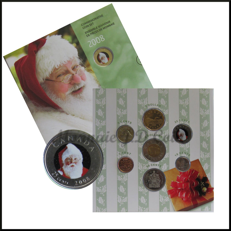 2008 Canada Holiday Commemorative Coin Set with colourized 25 cent