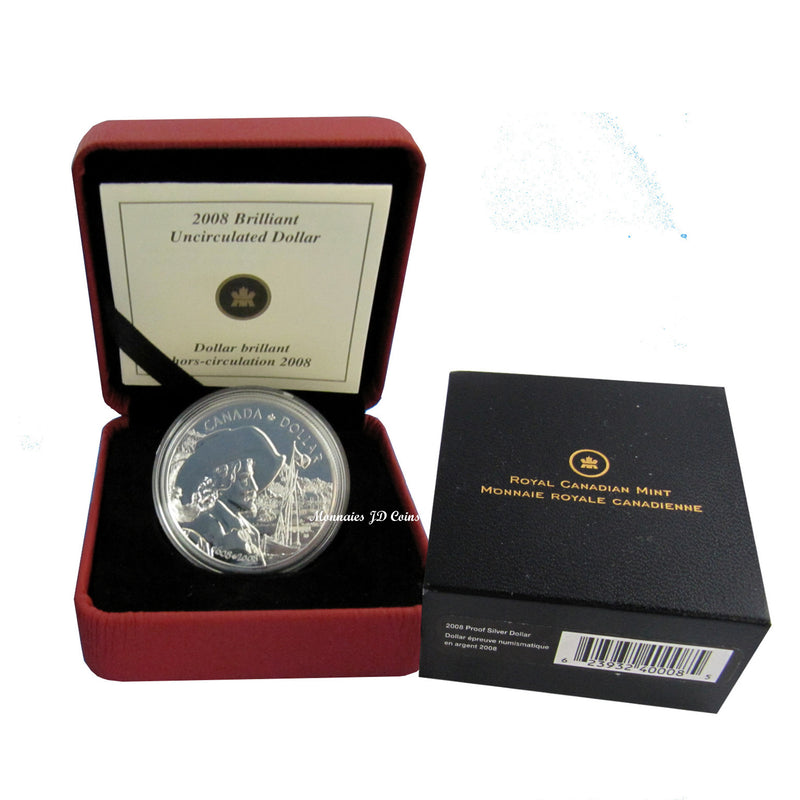 2008 Canada Dollar Quebec City 400th Anniversary Brillant Uncirculated Silver