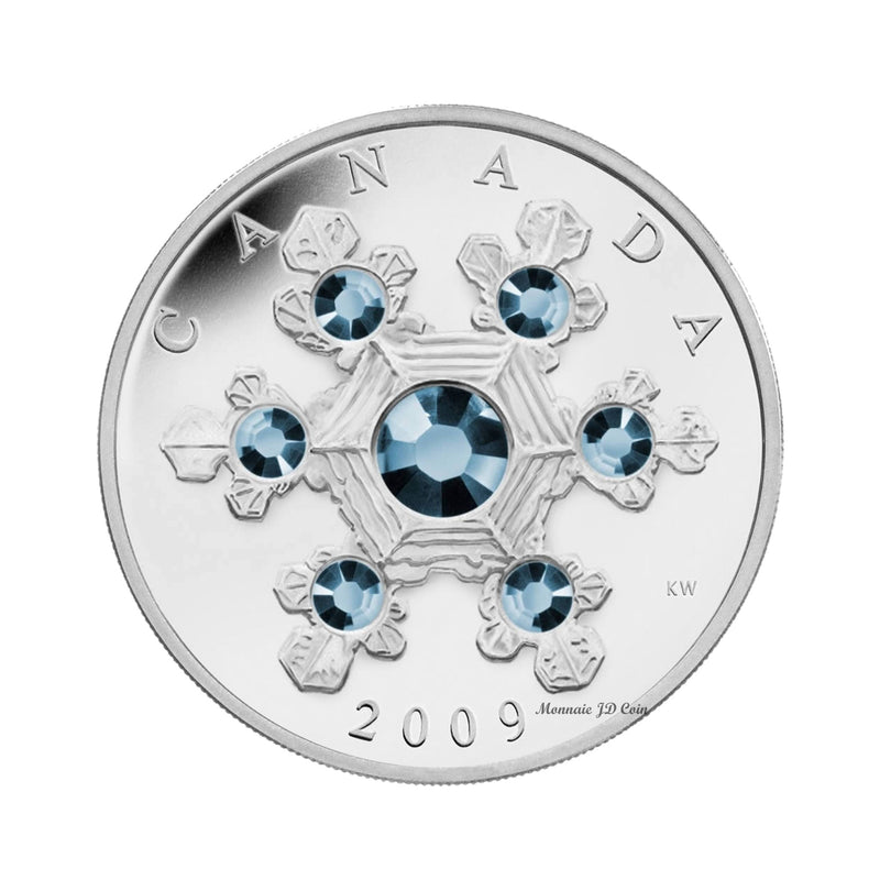 2009 Canada $20 Blue Crystal Snowflake Fine Silver Coin