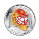 2009 Canada $20 Calgary Flames NHL Goalie Mask Coin & Acrylic Stand Sterling Silver