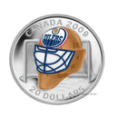 2009 Canada $20 Edmonton Oilers NHL Goalie Mask & Acrylic Stand Sterling Silver