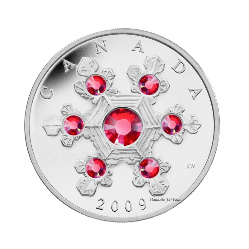 2009 Canada $20 Pink Crystal Snowflake Fine Silver