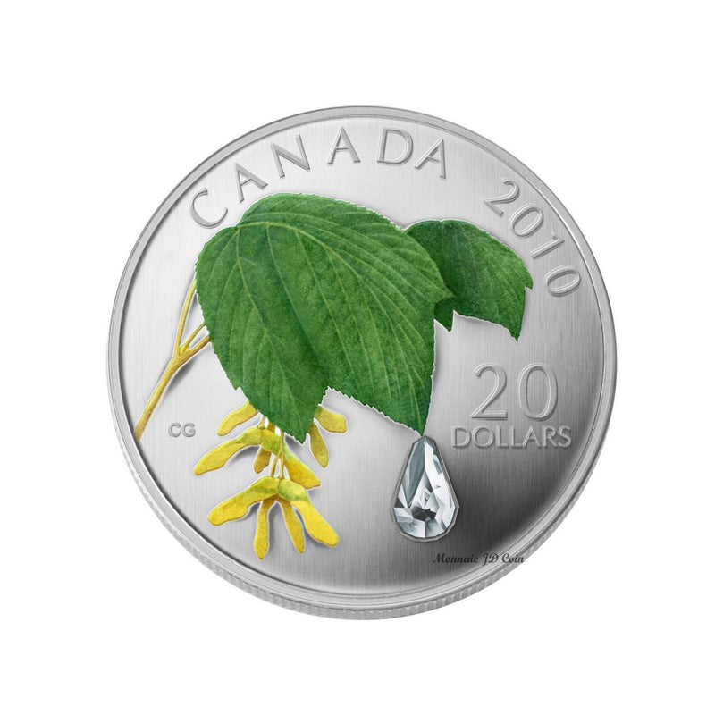 2010 Canada $20 Maple Leaf Crystal Raindrop Fine Silver