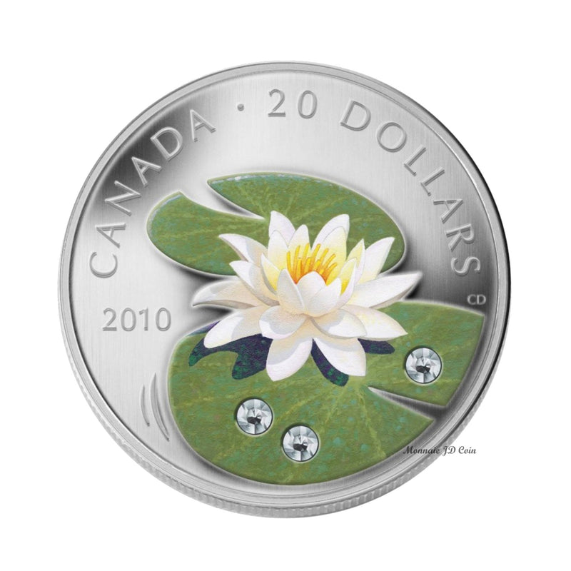 2010 Canada $20 Swarovski Crystal Water Lily Fine Silver