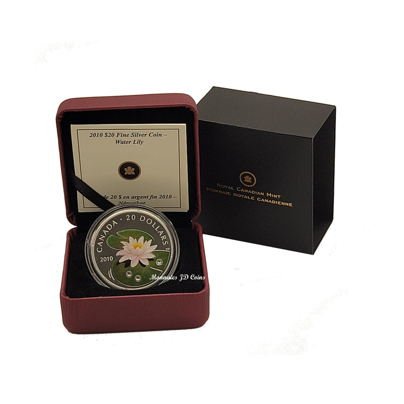 2010 Canada $20 Swarovski Crystal Water Lily Fine Silver