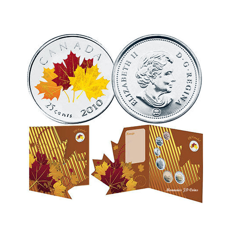 2010 Oh Canada 7 coin Gift Set With Coloured 25Cent