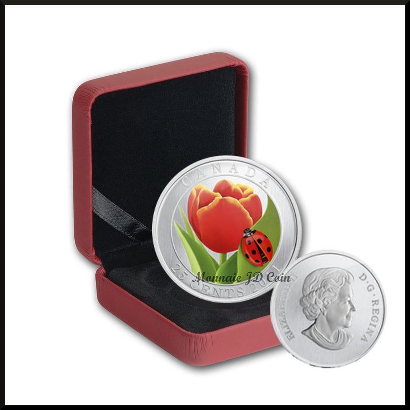 2011 Canada 25 Cents Tulip With Ladybug