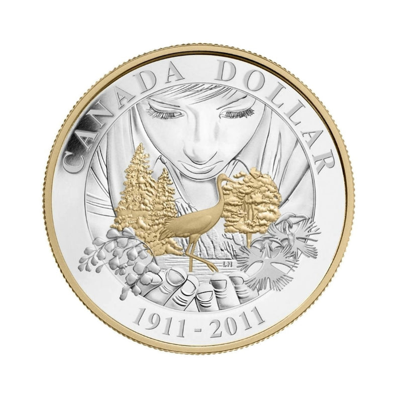 2011 Canada Dollar 100th Anniversary Of The Canada Parks Gold Plated Proof Silver In Square Capsule