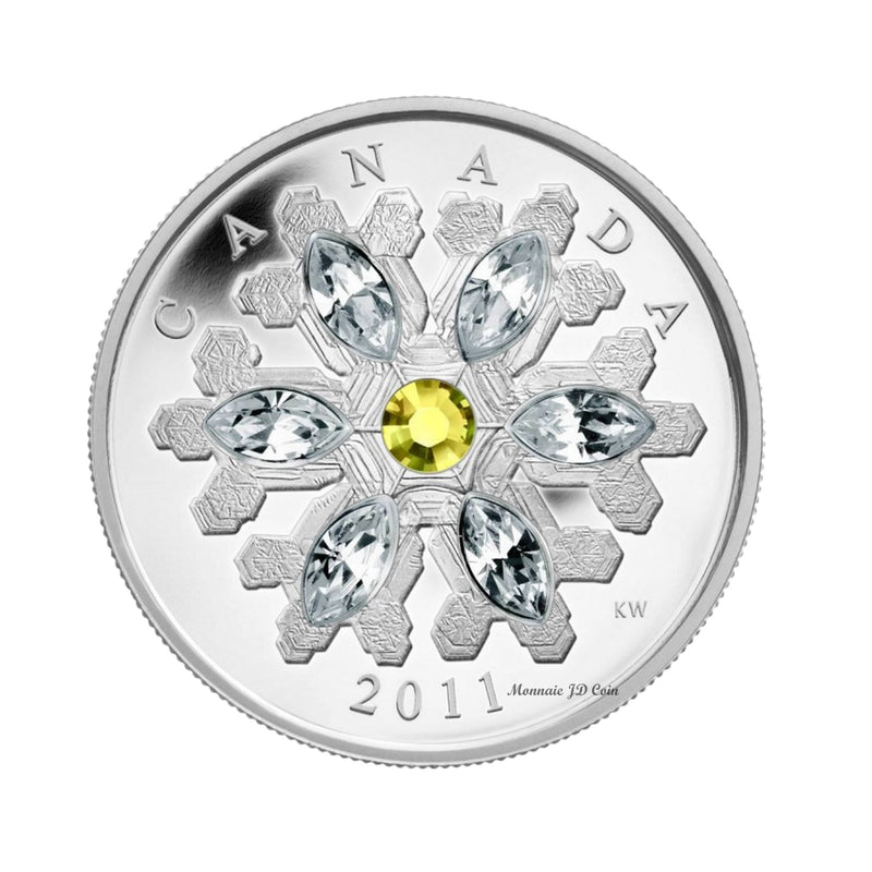 2011 Canada $20 Topaz Crystal Snowflake Fine Silver