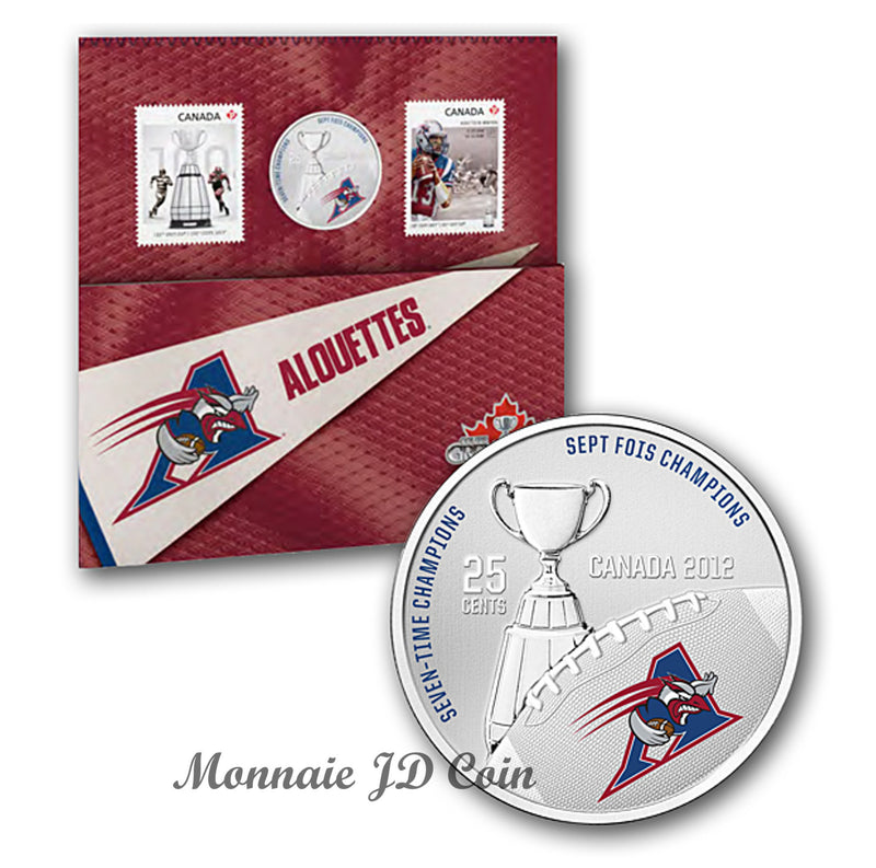 2012 Canada 25 Cents Montreal Alouettes CFL Coin & Stamp Set