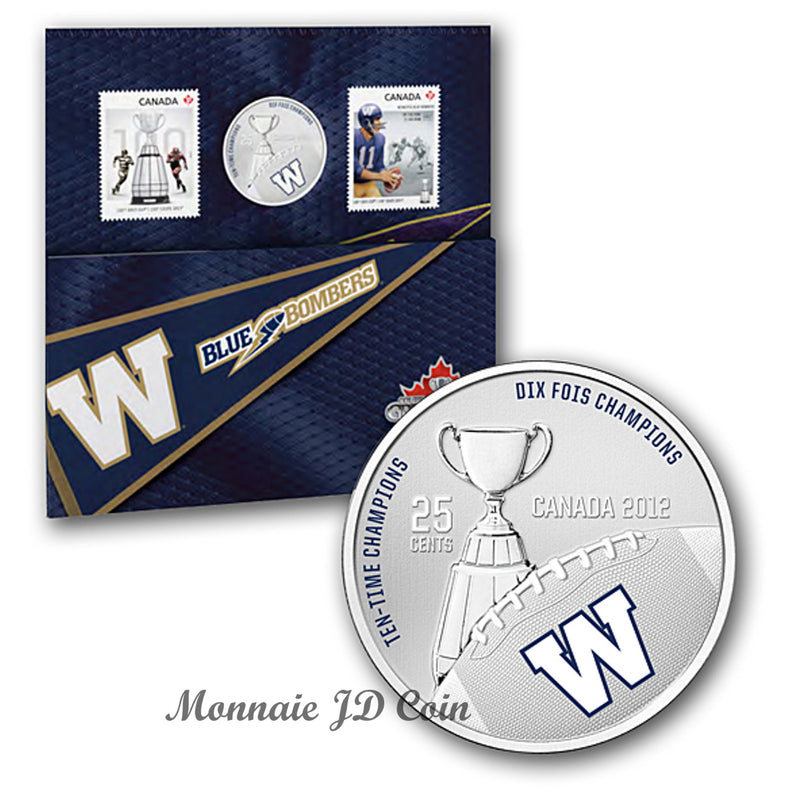 2012 Canada 25 Cents Winnipeg Blue Bombers CFL Coin & Stamp Set