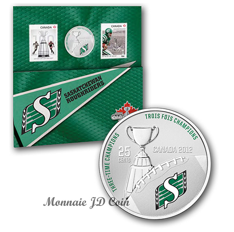 2012 Canada 25 Cents Saskatchewan Roughriders CFL Coin & Stamp Set