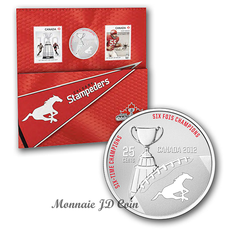 2012 Canada 25 Cents Calgary Stampeders CFL Coin & Stamp Set