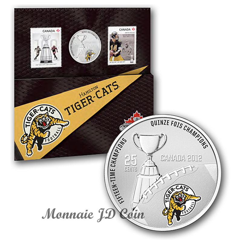 2012 Canada 25 Cents Hamilton Tiger Cats CFL Coin & Stamp Set