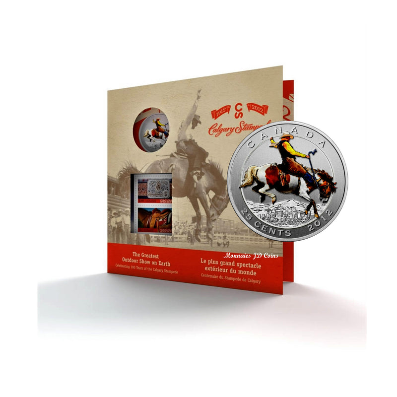 2012 Canada 25 Cent 100 Years Of The Calgary Stampede Coin & Stamp Set