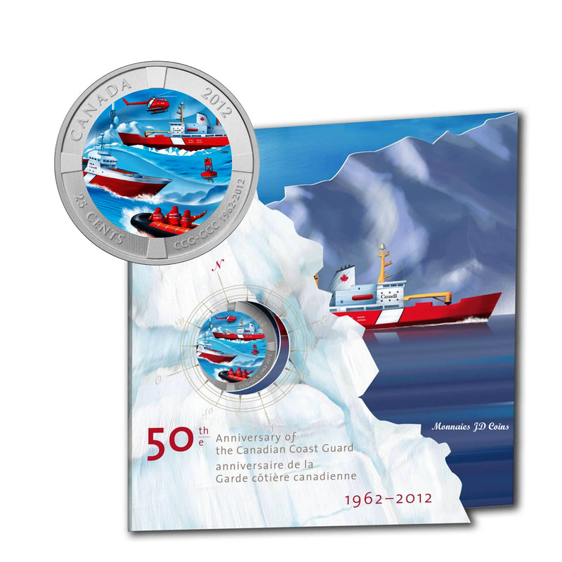 2012 Canada 25 Cent 50 Years Of The Canadian Coast Guard In Card