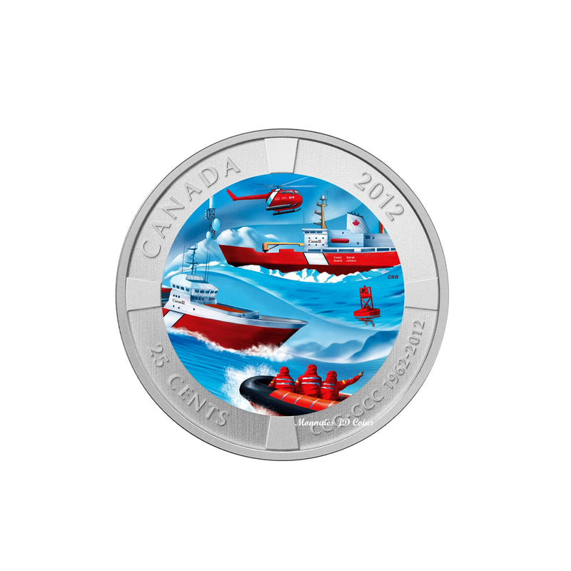 2012 Canada 25 Cent 50 Years Of The Canadian Coast Guard In Card