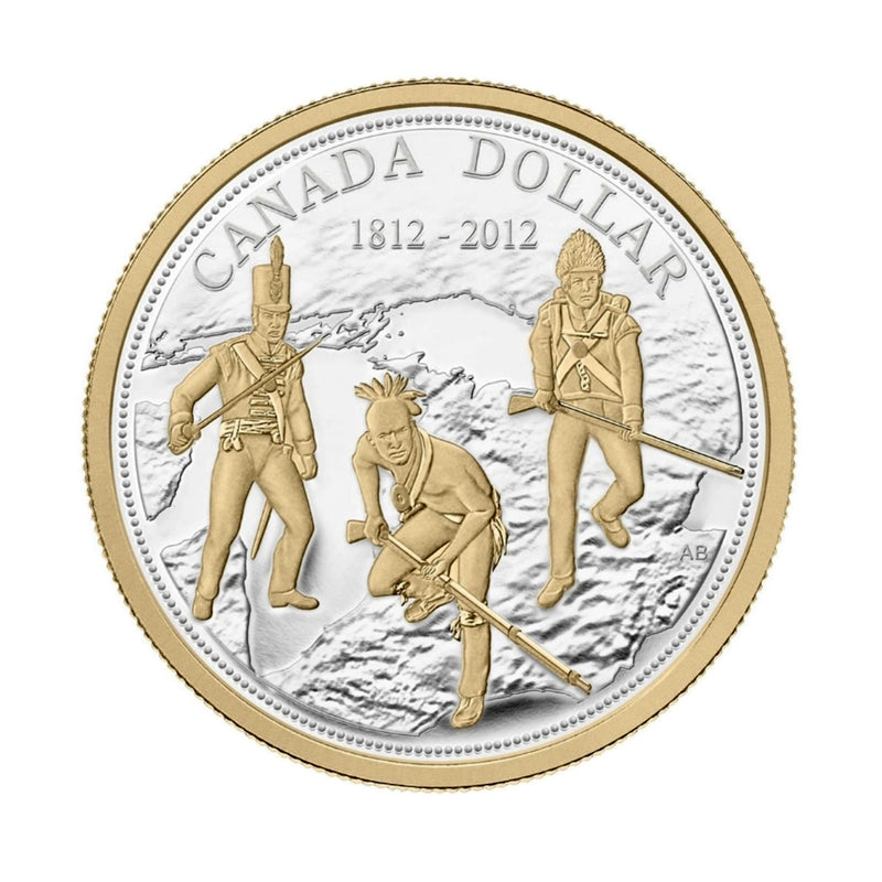 2012 Canada Dollar 200th Anniversary Of The War Of 1812-2012 Gold Plated Proof Silver In Square Capsule