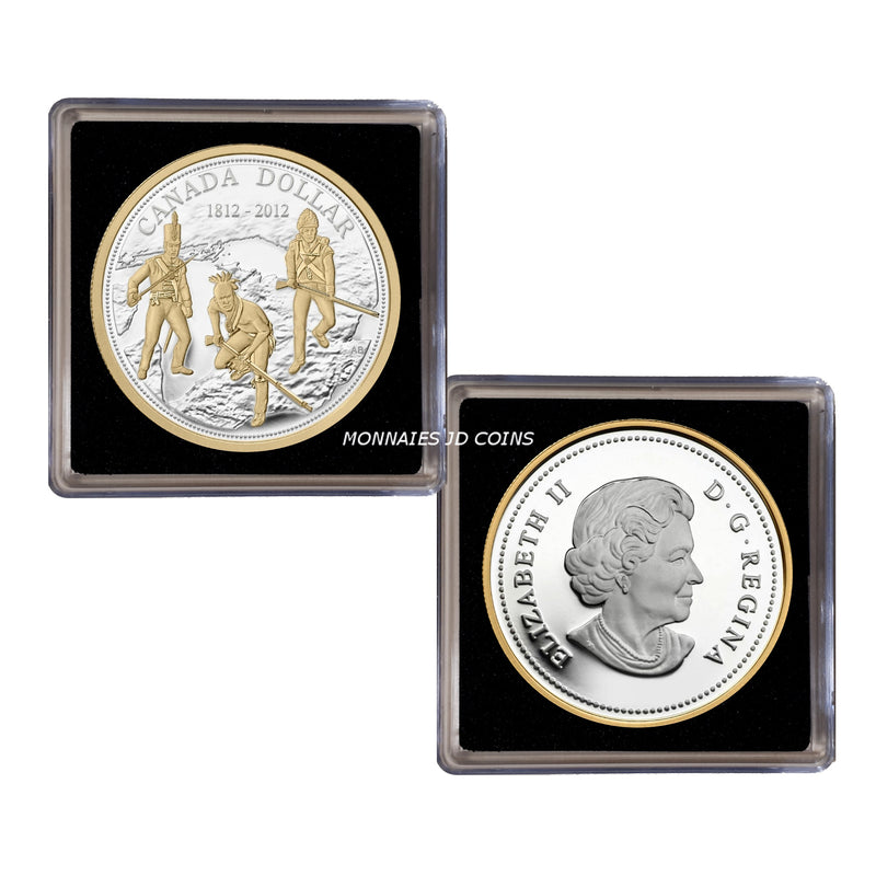 2012 Canada Dollar 200th Anniversary Of The War Of 1812-2012 Gold Plated Proof Silver In Square Capsule