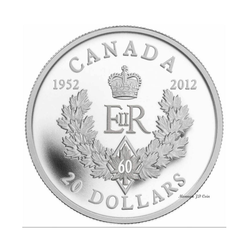 2012 Canada $20 Queen's Diamond Jubilee - Royal Cypher Fine Silver