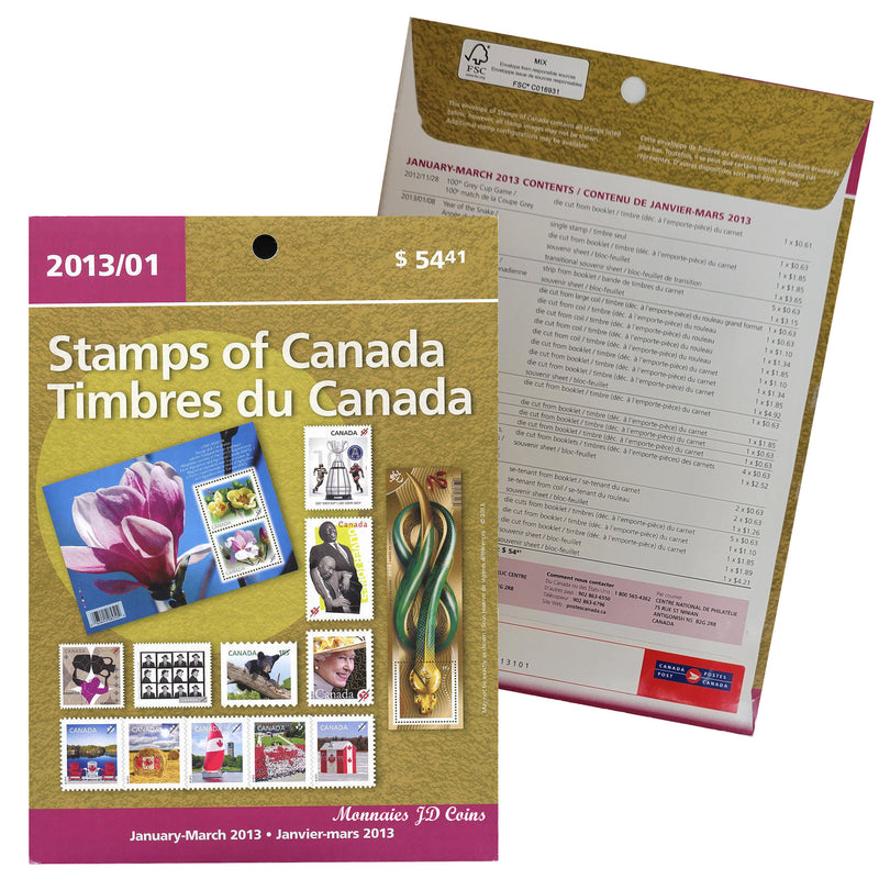 Canada Post 2013/01 January-March Stamps of Canada Quarterly Pack