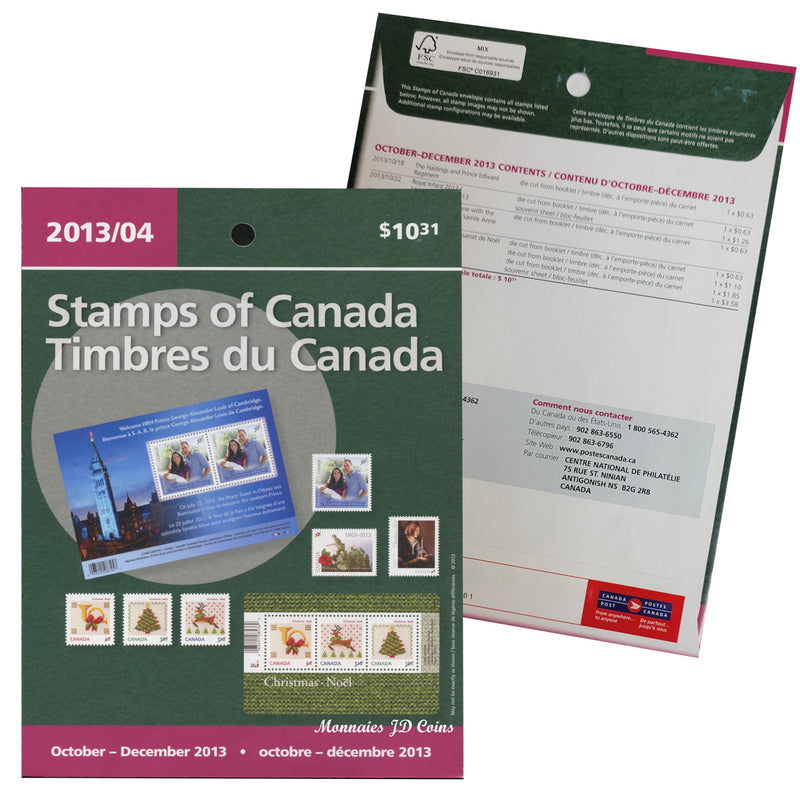 Canada Post 2013/04 October-December Stamps of Canada Quarterly Pack