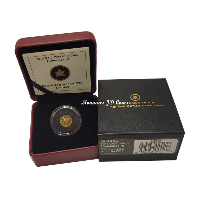 2013 Canada 25 Cent Hummingbird 0.5g 9999 Pure Gold Tax Exempt