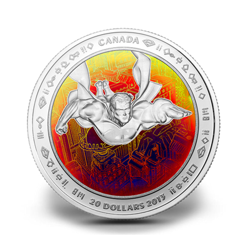 2013 Canada $20 Superman & Metropolis Fine Silver Hologram(No Tax)