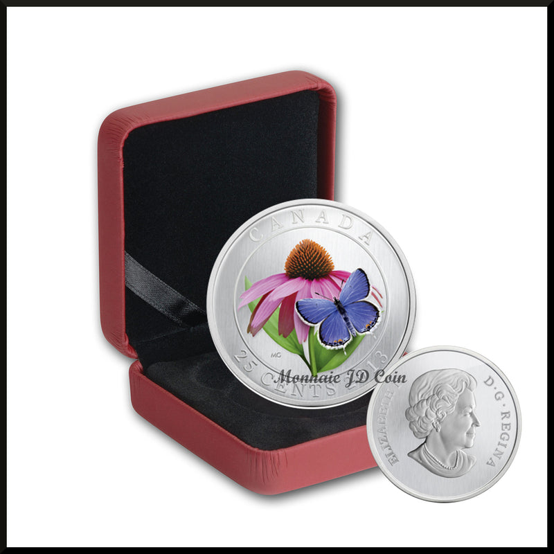 2013 Canada 25 Cents Purple Coneflower And Eastern Tailed Blue Butterfly