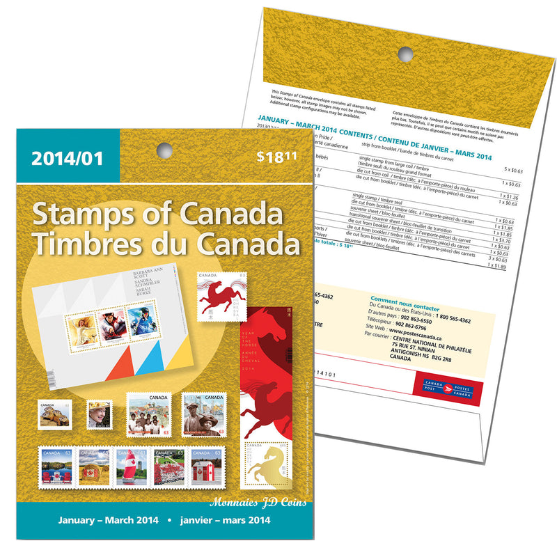 Canada Post 2014/01 January-March Stamps of Canada Quarterly Pack