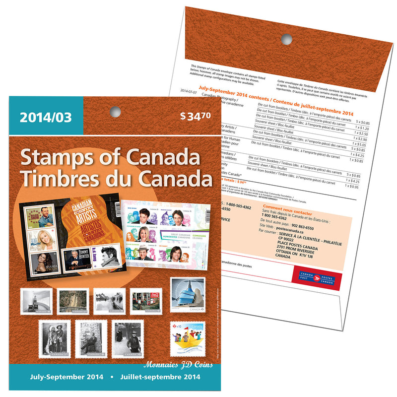 Canada Post 2014/03 July-September Stamps of Canada Quarterly Pack