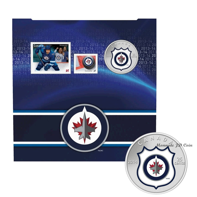 2014 Canada 25 Cents Winnipeg Jets NHL Coin And Stamps Mint