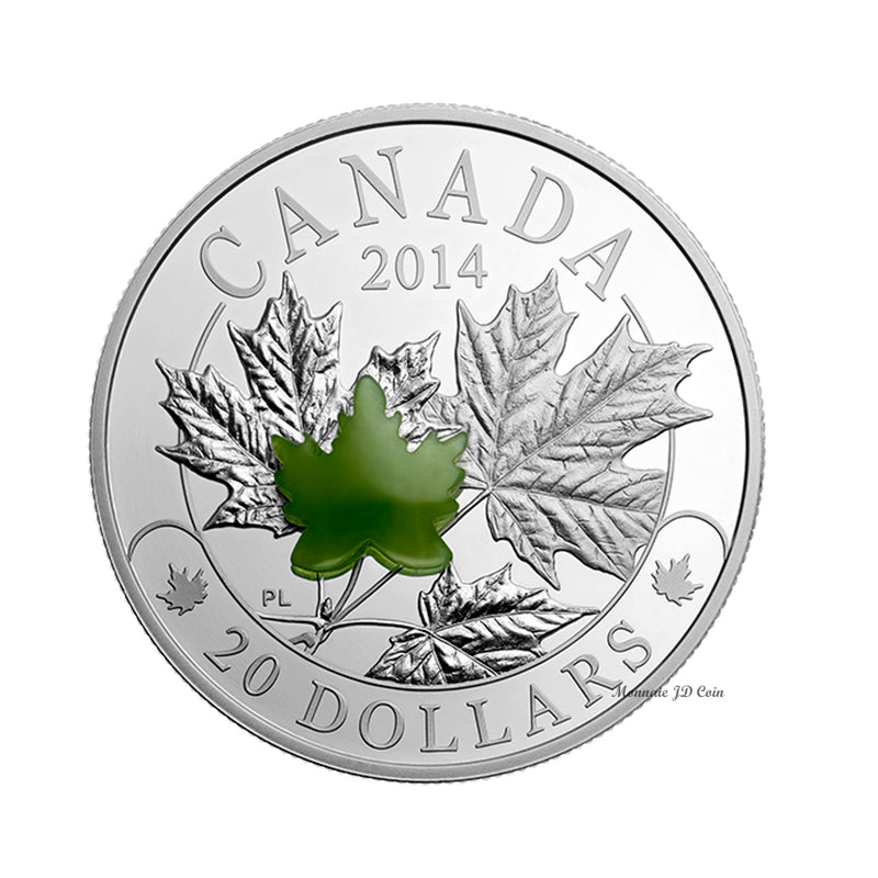 2014 Canada $20 Majestic Maple Leaves with Jade Fine Silver(No Tax)