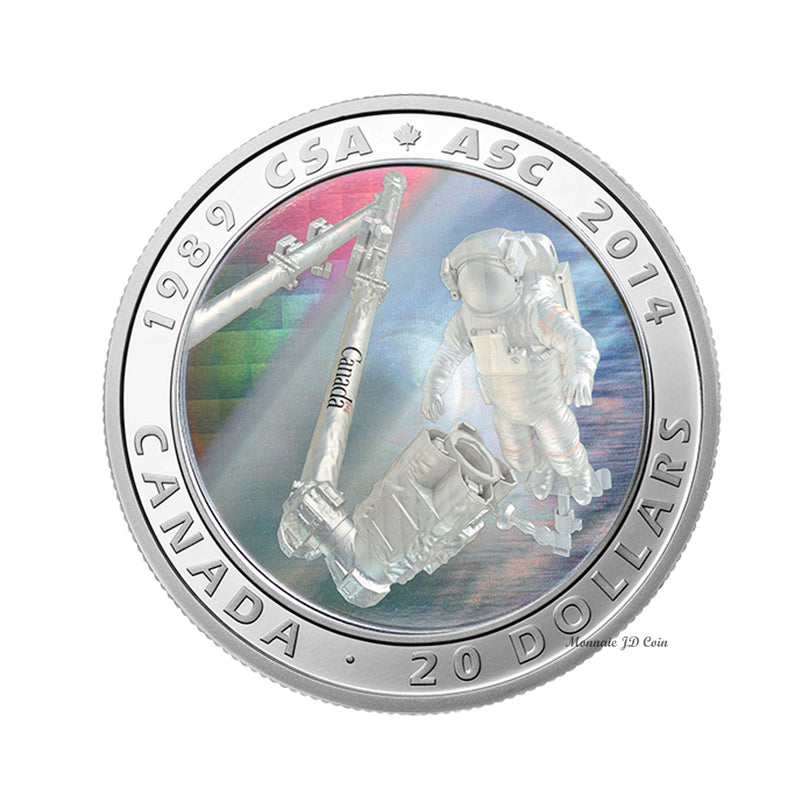 2014 $20 Canadian Space Agency 25th Anniversary Fine Silver (No Tax)