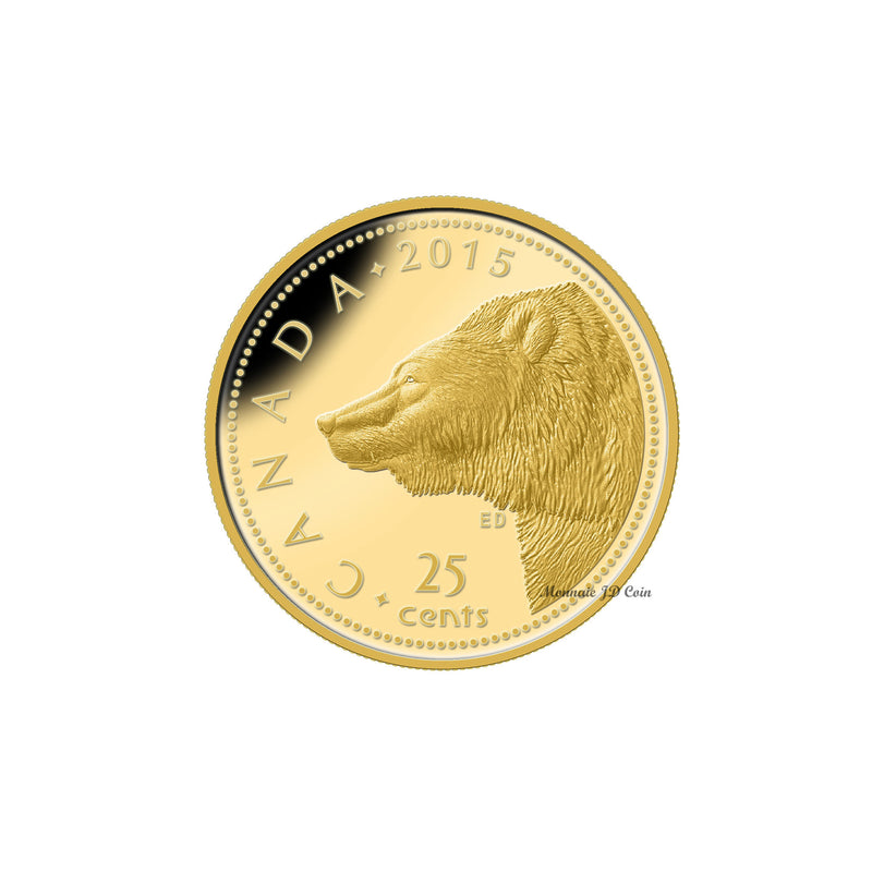 2015 Canada 25 Cent Grizzly Bear 0.5g Fine Gold Coin With Box/COA