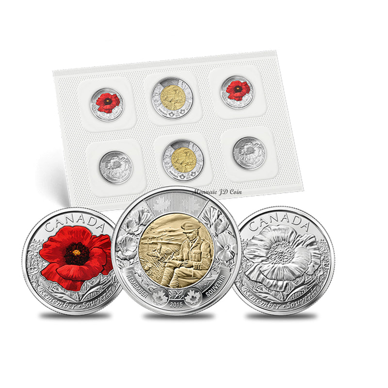 2015 Canada Remembrance: In Flanders Fields & Poppy 6-coin Circulation Pack