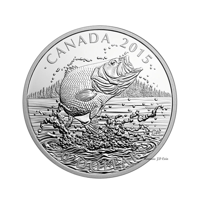 2015 Canada $20 North American Sportfish: Largemouth Bass Fine Silver (No Tax)
