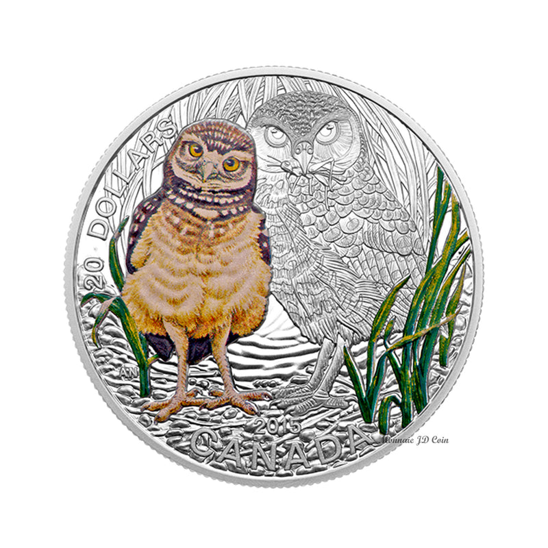 2015 Canada $20 Baby Animals: Burrowing Owl Fine Silver (No Tax)