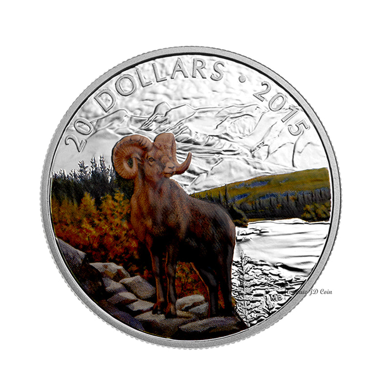 2015 Canada $20 Bighorn Sheep Coloured Pure Silver Coin (No Tax)