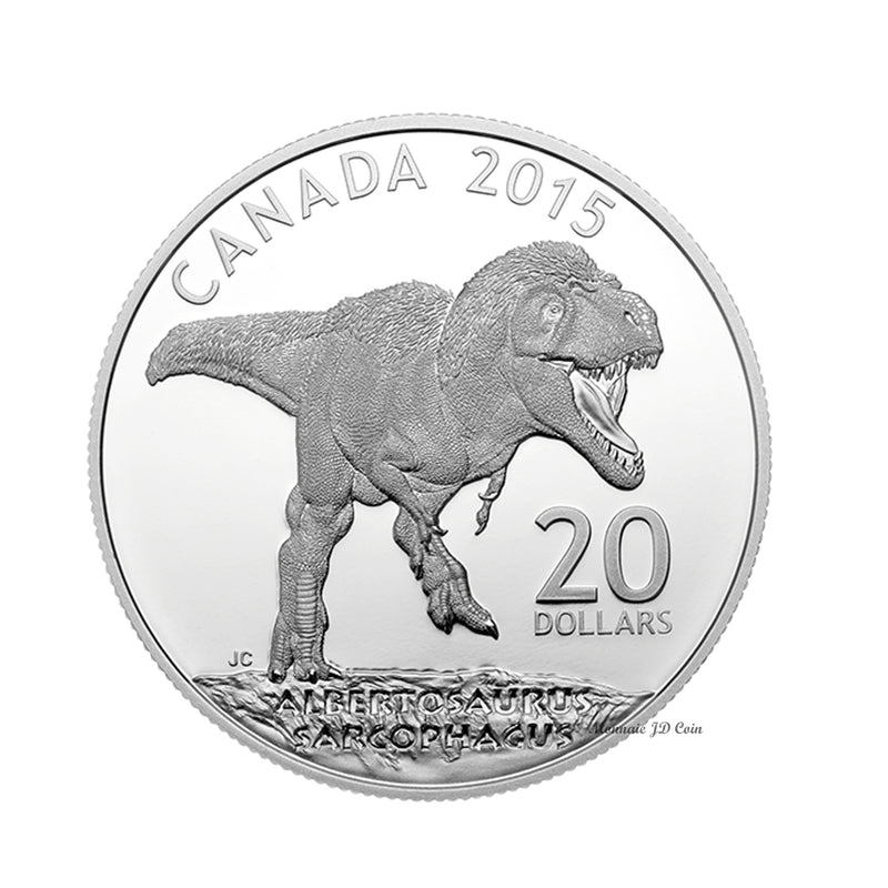 2015 Canada $20 Canadian Dinosaurs: Albertosaurus Fine Silver (No Tax)