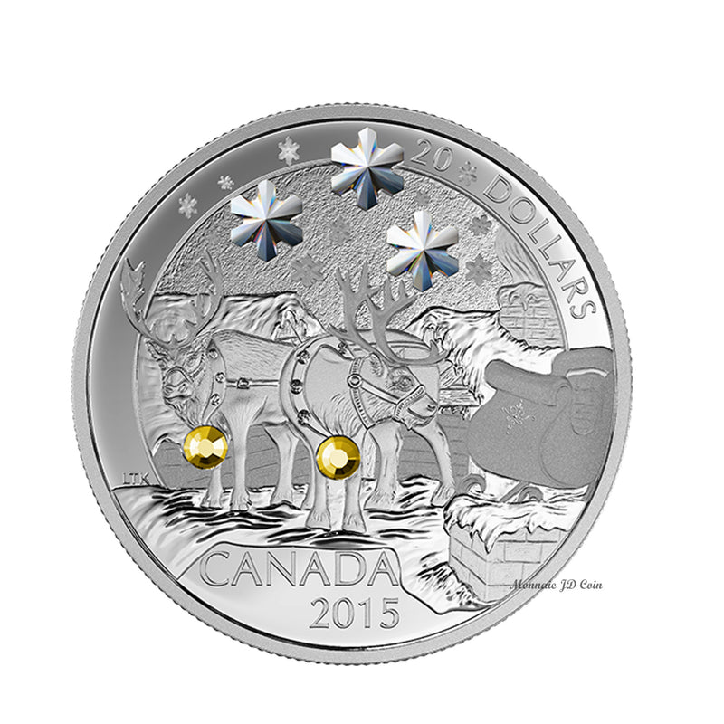 2015 Canada $20 Holiday Reindeer Fine Silver Coin (No Tax)