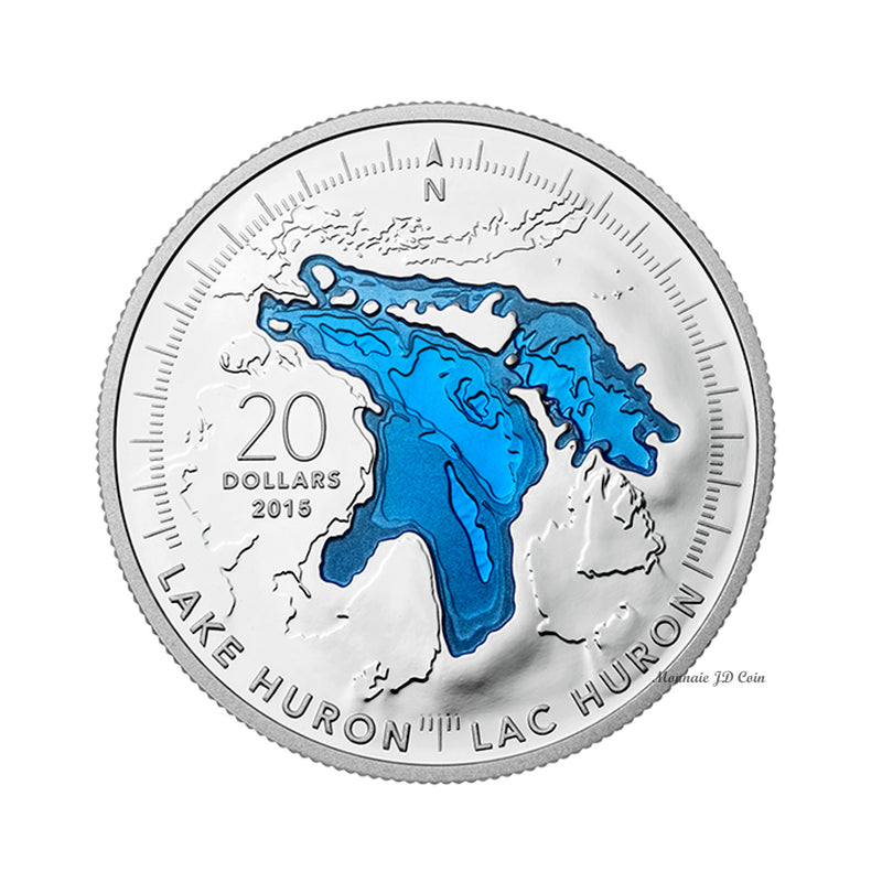 2015 Canada $20 The Great Lakes: Lake Huron Fine Silver (No Tax)