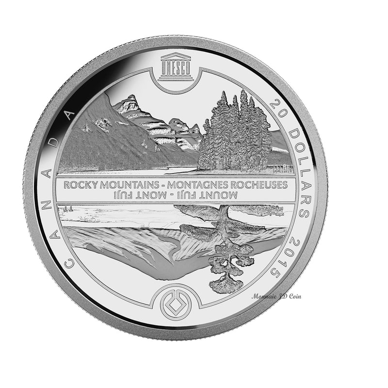 2015 Canada $20 UNESCO: Mount Fuji & The Canadian Rockies Fine Silver (No Tax)